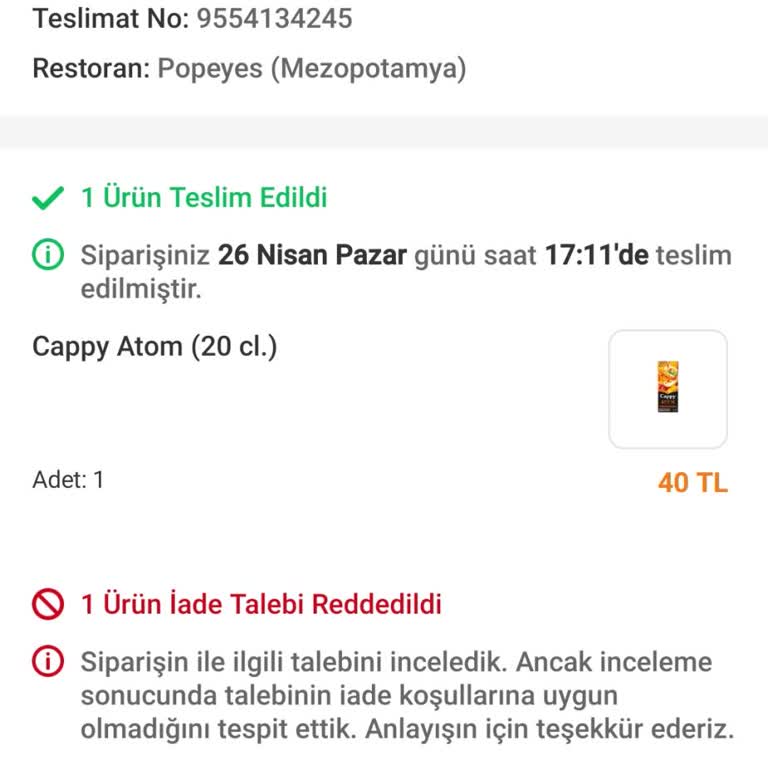 Eksik Sandviç, Nuggets Ve Soğan Halkası İçin Çözüm Sunulmayan Sipariş