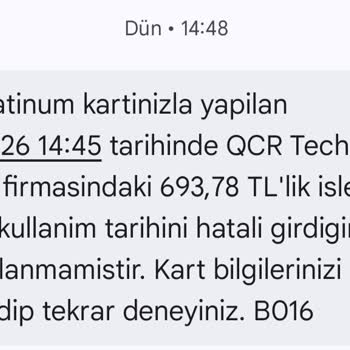 QCR Tech Services İzinsiz Çekim Yapmaya Çalıştı