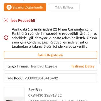 Yanlış Ekartman Numaralı Gözlük Gönderildiği İçin İade Haksız Şekilde Reddedildi