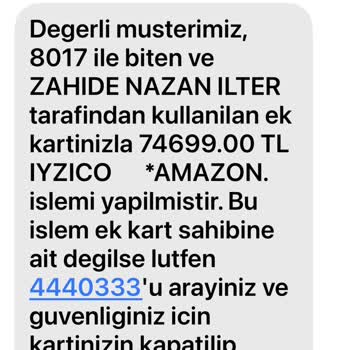 İzinsiz Amazon İşlemi İçin Açıklama Ve 74.699 TL İadesi Talebi