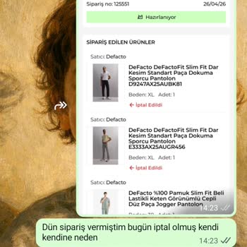 Açıklama Olmadan İptal Edilen Sipariş Ve Cevapsız Müşteri Desteği