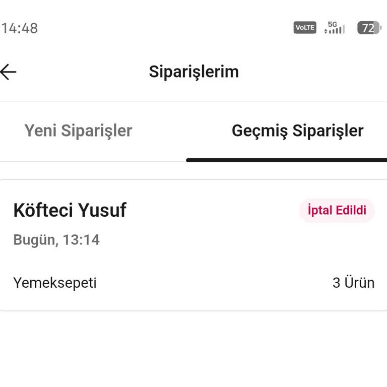 Yemeksepeti Siparişi Bildirimsiz İptal Edildi, İade Cüzdana Yapıldı
