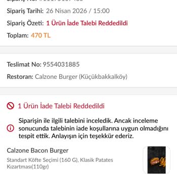 Köfte Gramajı Eksik, İade Talebi Reddedildi