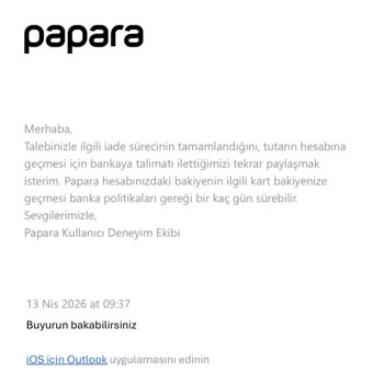 Papara'dan 30.500 TL İade Edilmedi