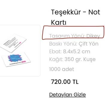 Dikey Tasarladığım Teşekkür Kartı Yatay Gönderildi Ve İade Talep Ediyorum