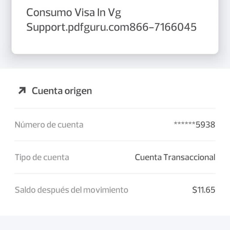 PDF Guru, solicito cancelación de suscripción y reembolso de los cargos