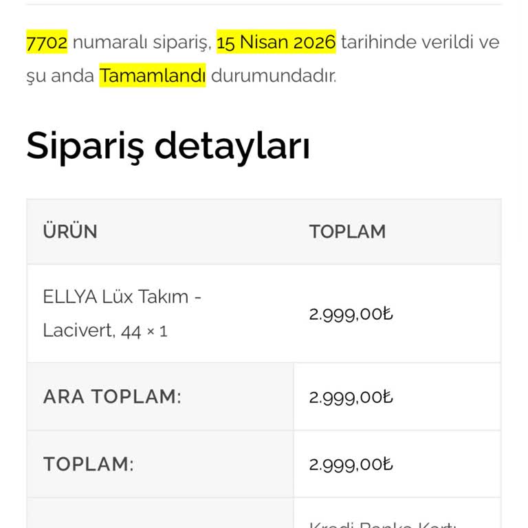 Ellya Butik Kargo Mesajı Alınmayan 3000₺'lik Elbise Siparişi