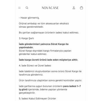 Novacase'de Düşük Kaliteli Ürün ve Yanıltıcı İade Politikasıyla Kötü Müşteri Deneyimi