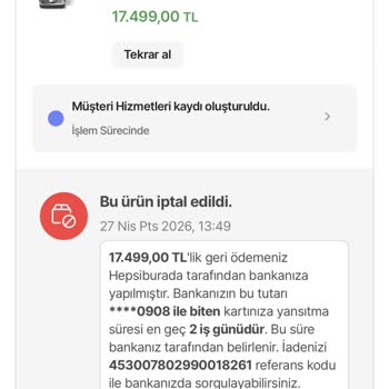 Ödeme Yapılan Espresso Makinesi Siparişi Tek Taraflı İptal Edildi, Çözüm Talep Ediyorum