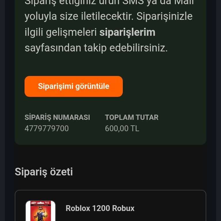 Ödenen 600 TL’lik Robux Satın Alımı Hesapta Görünmüyor