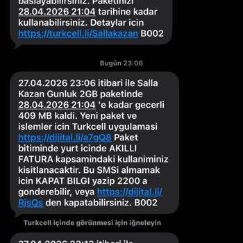 2 GB Hediye İnternet Paketimin İki Saatte Bitmesi Açıklama Talebi