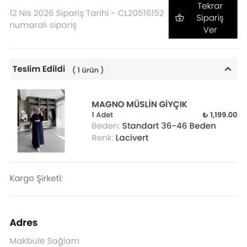 Clstil 14 Gün Geçmesine Rağmen Ürün Tarafıma Teslim Edilmedi