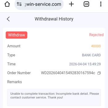 I Face Bdgwinseo Withdrawal Rejected but Money Not Refunded