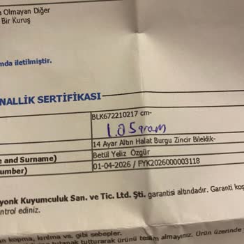 Fiyonk Kuyumculuk Altın Bileklikte Kısa Sürede Kopma, Gramaj Ve Uzunluk Yanlışı
