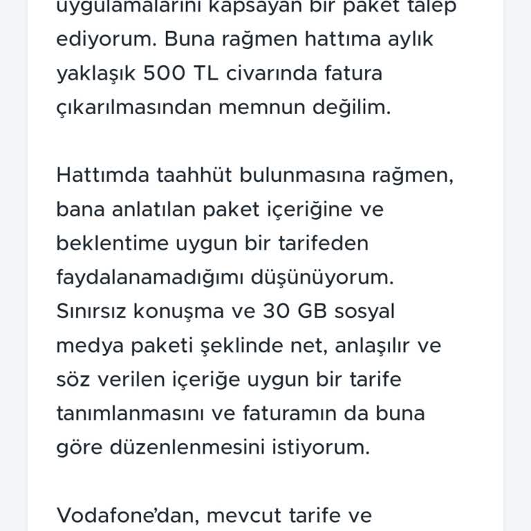 Vodafone Söz Verilen Sosyal Medya Uygulamaları Tarife Ve Faturada Eksik