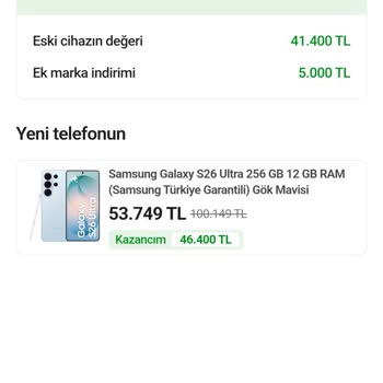 Takasa Verilen Telefonun Değeri Artınca Yeni Telefon İçin Fazla Ödeme