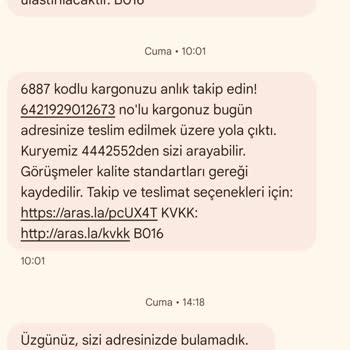 Aras Kargo Karanfil Şubesi Sahte Teslimat Bildirimi Ve Umursamaz Davranışıyla Mağdur Edildi