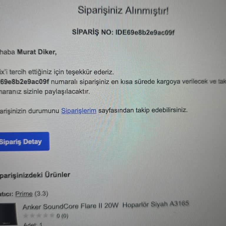 İdefix'ten Hoparlör Siparişimin Kargoya Verilmemesi Ve Bilgilendirme Eksikliği