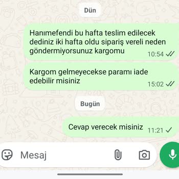 Kargo Bilgisi Gelmeyen 2000 TL'lik Sipariş İçin İade Talebi