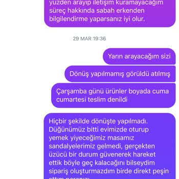 Geciken Ve Yanlış Ölçüdeki Defolu Masa İçin Acil Değişim Talebi