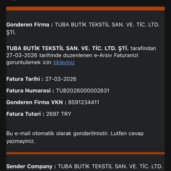 Kargoya Verilmediği Ve İade Yapılmadığı İçin Tuba Ölmez Butik’e Şikayet