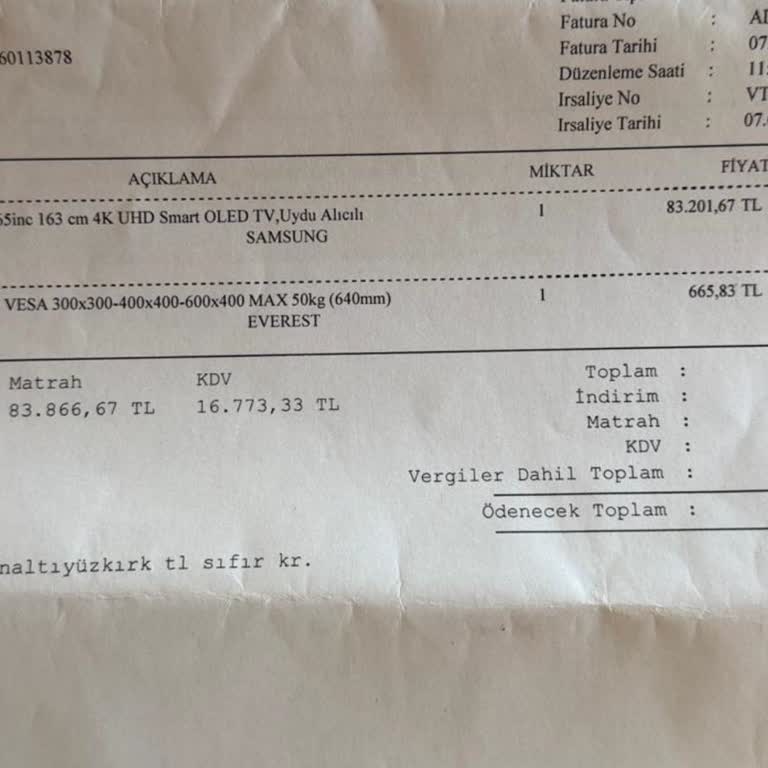 Samsung OLED 65 İnç Televizyonun Ekranı İki Hafta Sonra Çöktü, 55 Bin TL Tamir Ücreti Talep Edildi