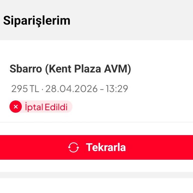 Konya Kentplaza AVM'deki Sbarro Şubesinde Tekrarlayan Sipariş İptalleri Ve Bilgilendirme Eksikliği