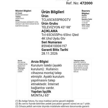 Garanti Bitim Tarihi Hatası Ve Cevapsız Müşteri Hizmetleri