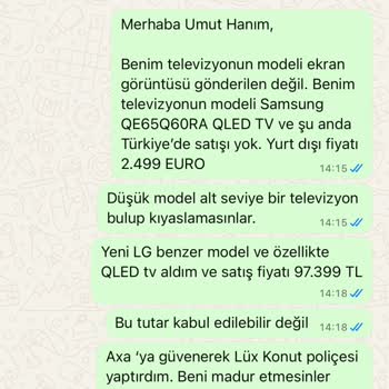 Lüks Konut Paketi Poliçesinde Yanlış TV Modeli Değerlendirmesi Ve Eksik Ödeme