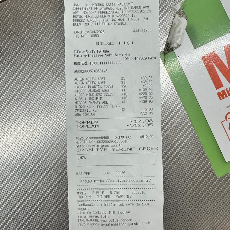 Migros Atapark Şubesinde Yanlış Ananas Ücreti Ve Saygısız Kasiyer Davranışı