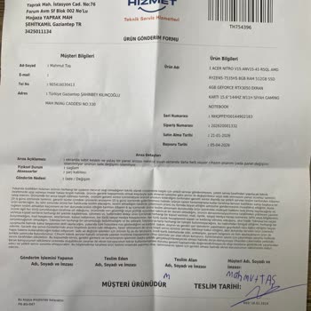 Teknosa Servisinde Acer Nitro V15 Laptopum Kullanıcı Hatası Gibi Geri Verildi