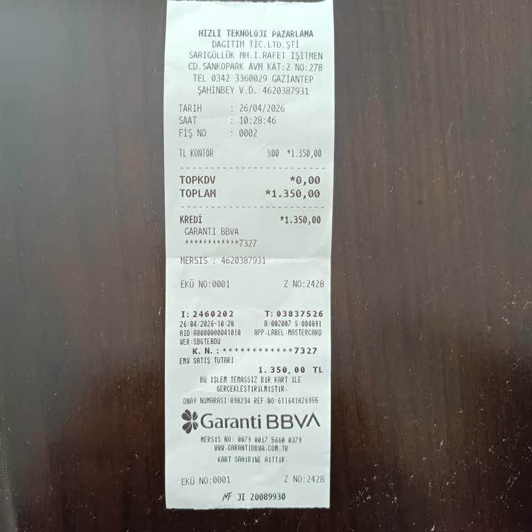 Gaziantep Turkcell Bayisinden Alınan Usulsüz 1.350 TL İşlem Parası İadesi Talebi