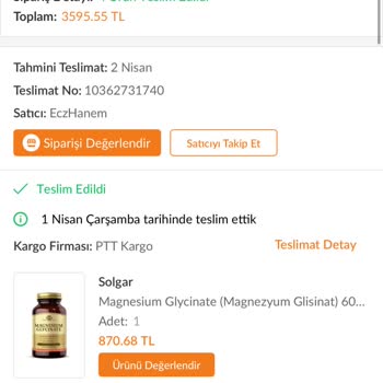 Teslim Edildi İddiasına Rağmen Eksik Solgar Ürünü İçin Acil Şikayet