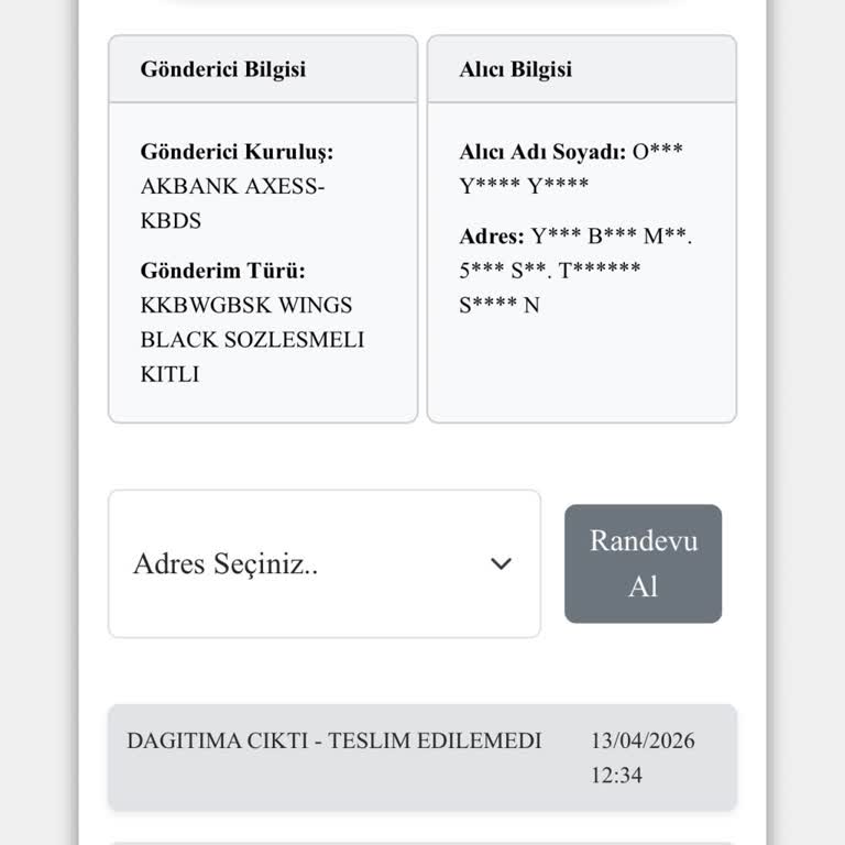 Akbank Ve Kuryenet 20 Gün Boyunca Kredi Kartımı Teslim Etmedi Mağdur Oldum