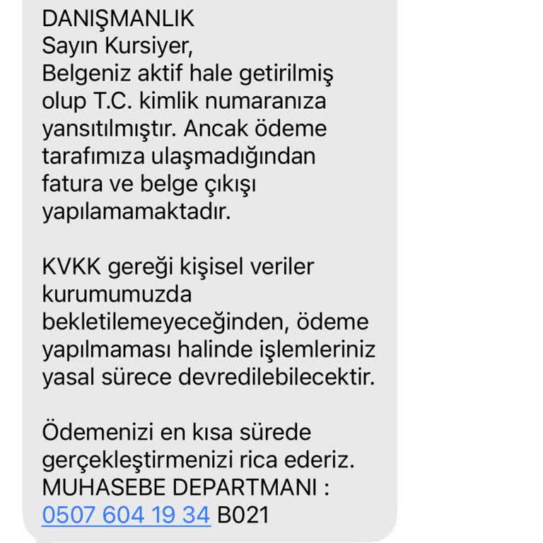 Ünal Belgelendirme Danışmanlık  Sertifika Ücreti İstemi Ve Tehditli Arama Ve Mesajlar