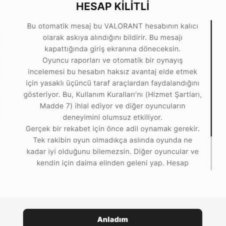 Haksız Kalıcı Ban Ve Detaylı İnceleme Talebi