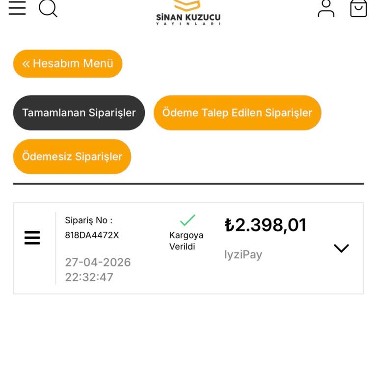 Sinan Kuzucu Yayınları Kargo Takip Numarası Yok Siparişim Kargoya Verildiği Söyleniyor Ama Kayıt Yok