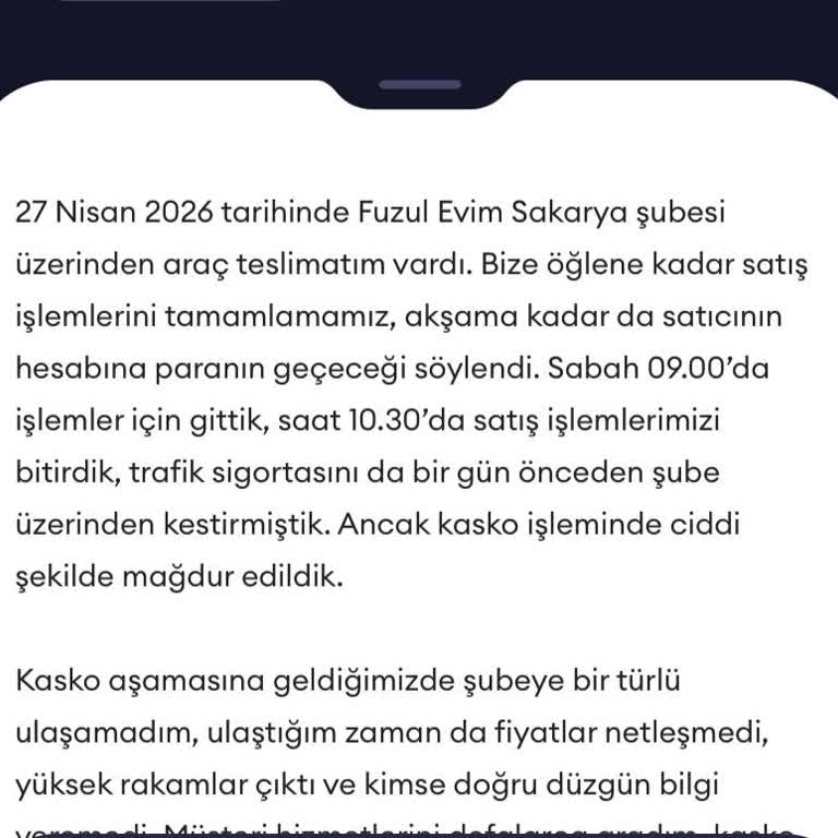 Sakarya Şubesinde Kasko İşlemlerinin Gecikmesi Ve Bilgi Eksikliği