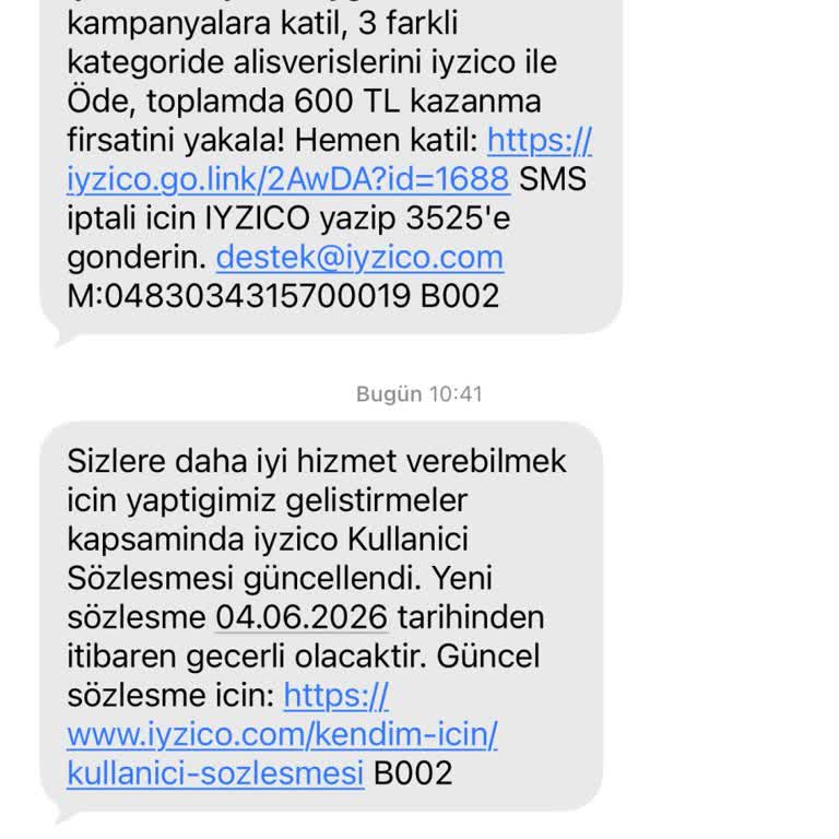 İzin Almadan Gelen Iyzico SMS'i Mahremiyetimi İhlal Ediyor