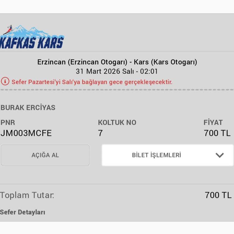 Fatura Kesilmediği İçin Bilet İadesi İstiyorum