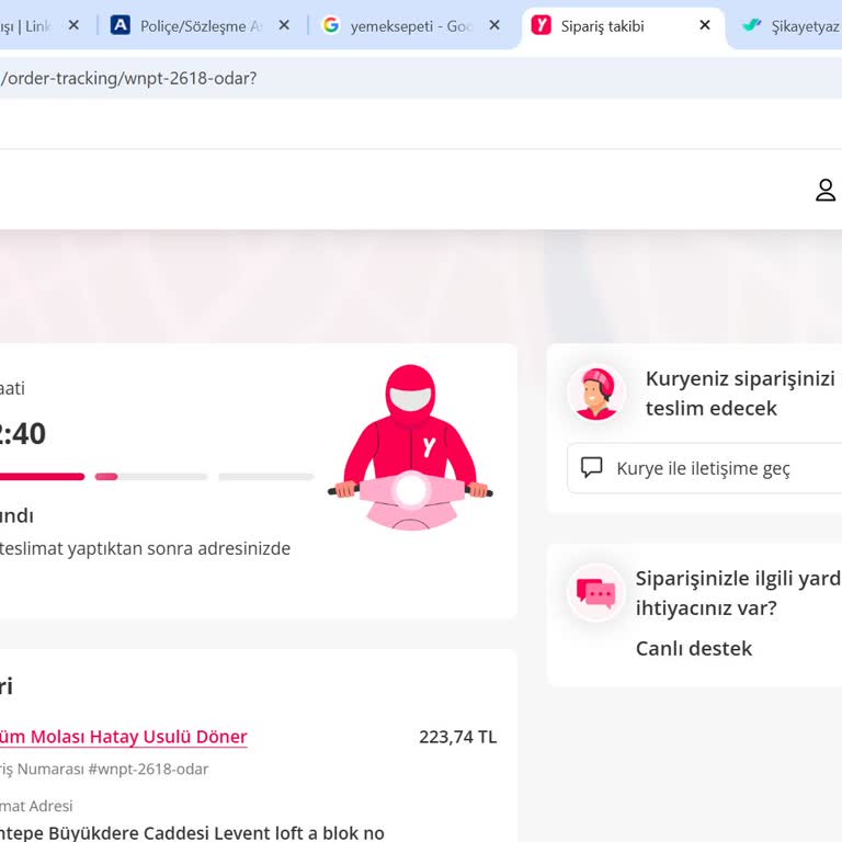 Yemeksepeti Gecikmeler Ve Ulaşılamayan Canlı Destek