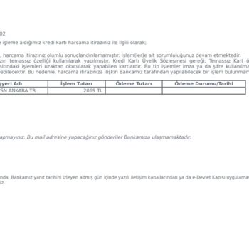 2.069 TL Yetkisiz Temassız İşlem İade Ve Açıklama Talebi