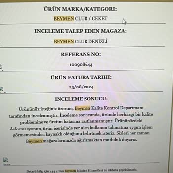 Beymen Club Hırkasının Su İle Silinmesinde Boya Akması Ve Müşteri Hizmetlerinin Yardımsızlığı