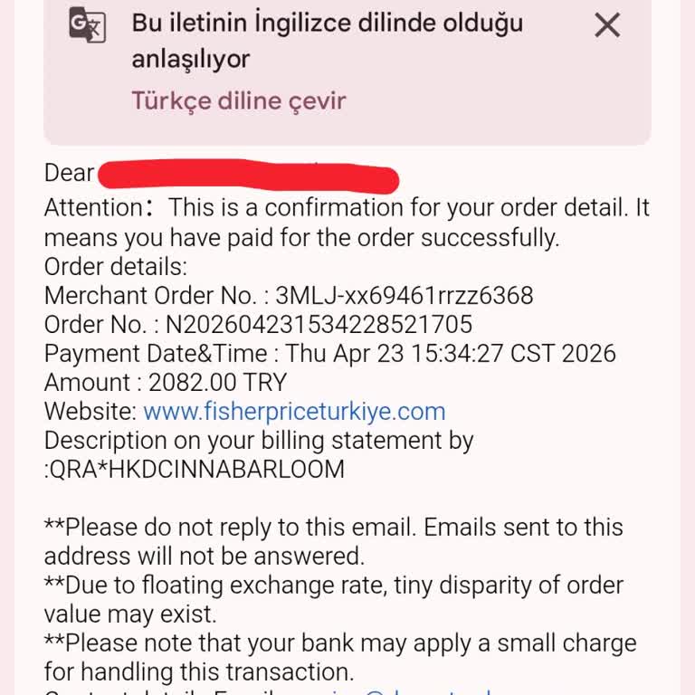 Fisher-Price Gönderimin Yurt Dışından Yapılacağı Açık Ve Net Biçimde Belirtilmemişti