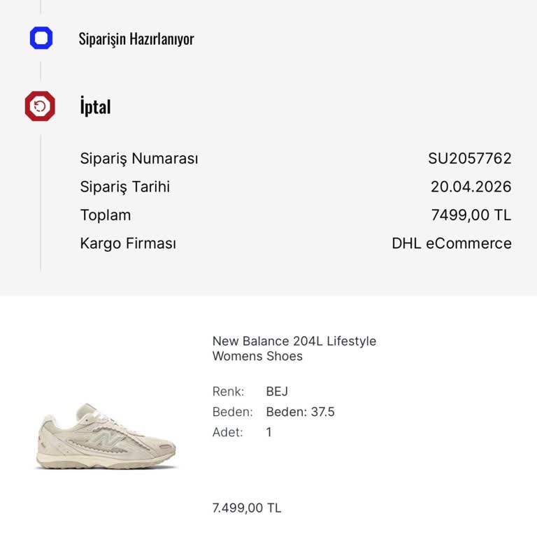 New Balance Siparişinin Habersiz İptali Ve Geciken İade