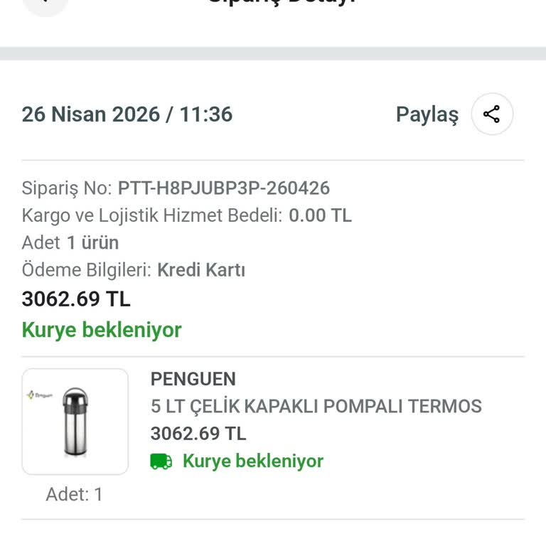 Penguen Termos Siparişimde Kargo Gecikmesi Ve İlgisiz Müşteri Hizmetleri