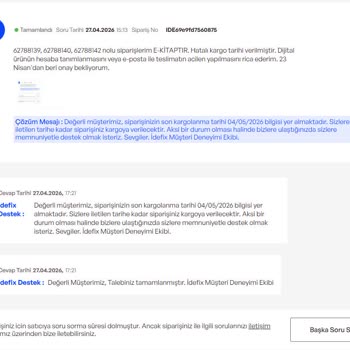E-Kitap Teslimi Sağlanmadı Ve Destek Botundan Kopyala-Yapıştır Cevap