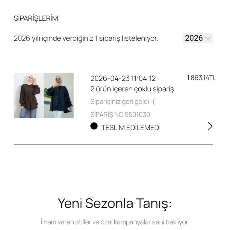 İade Talebi Oluşturulamıyor: Teslim Edilmedi Göstergesi Hatası
