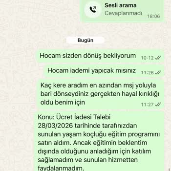 Cevapsız Ve İadesi Geciken 12.600 TL Eğitim Ücreti Şikayet