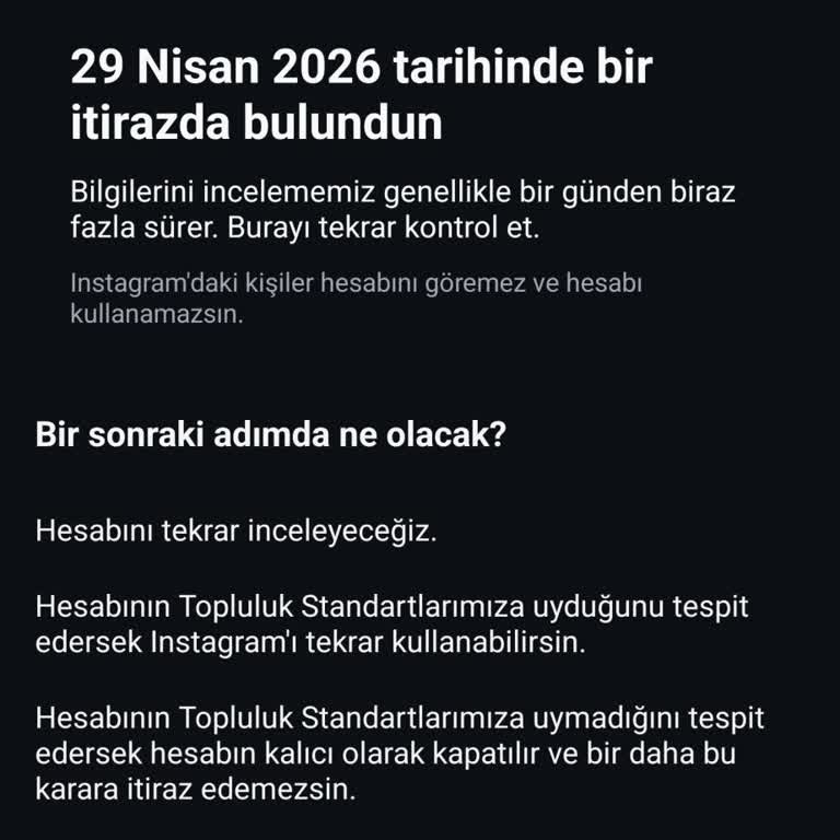 Instagram Hesabım Yanlışlıkla Askıya Alındı - Manuel İnceleme Talebi
